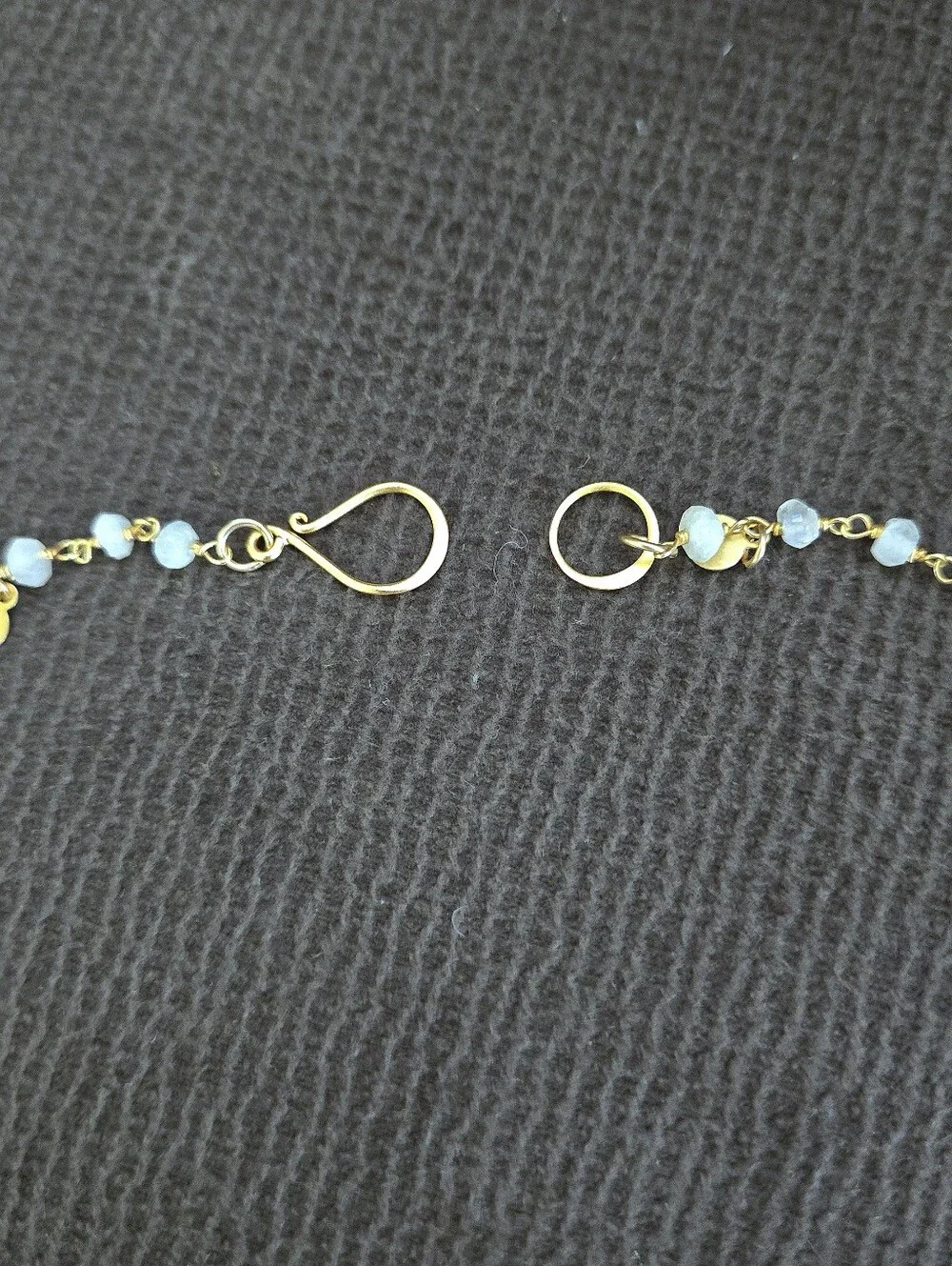 Long Necklace with Stationary Moonstone🌙 Beads and Brushed🖌 Gold💛 Paddles🏓 - Picture 7 of 16